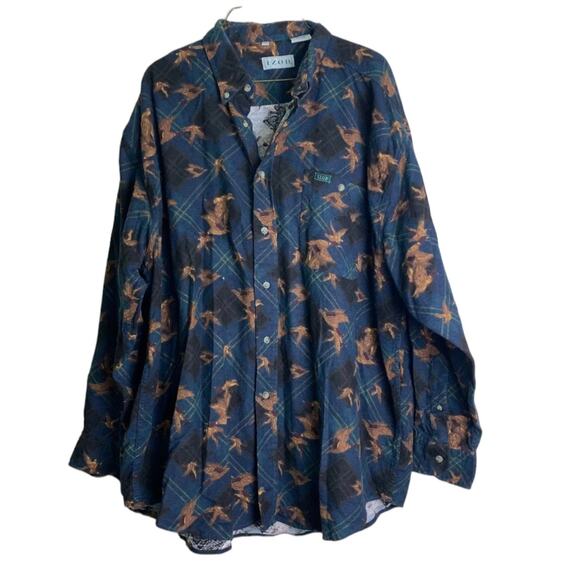 VTG 80s IZOD Redhead duck black‎ & blue plaid flannel 100% cotton shirt XL - Picture 6 of 10